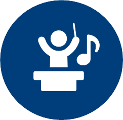 Cybersecurity conductor icon on a dark blue circle